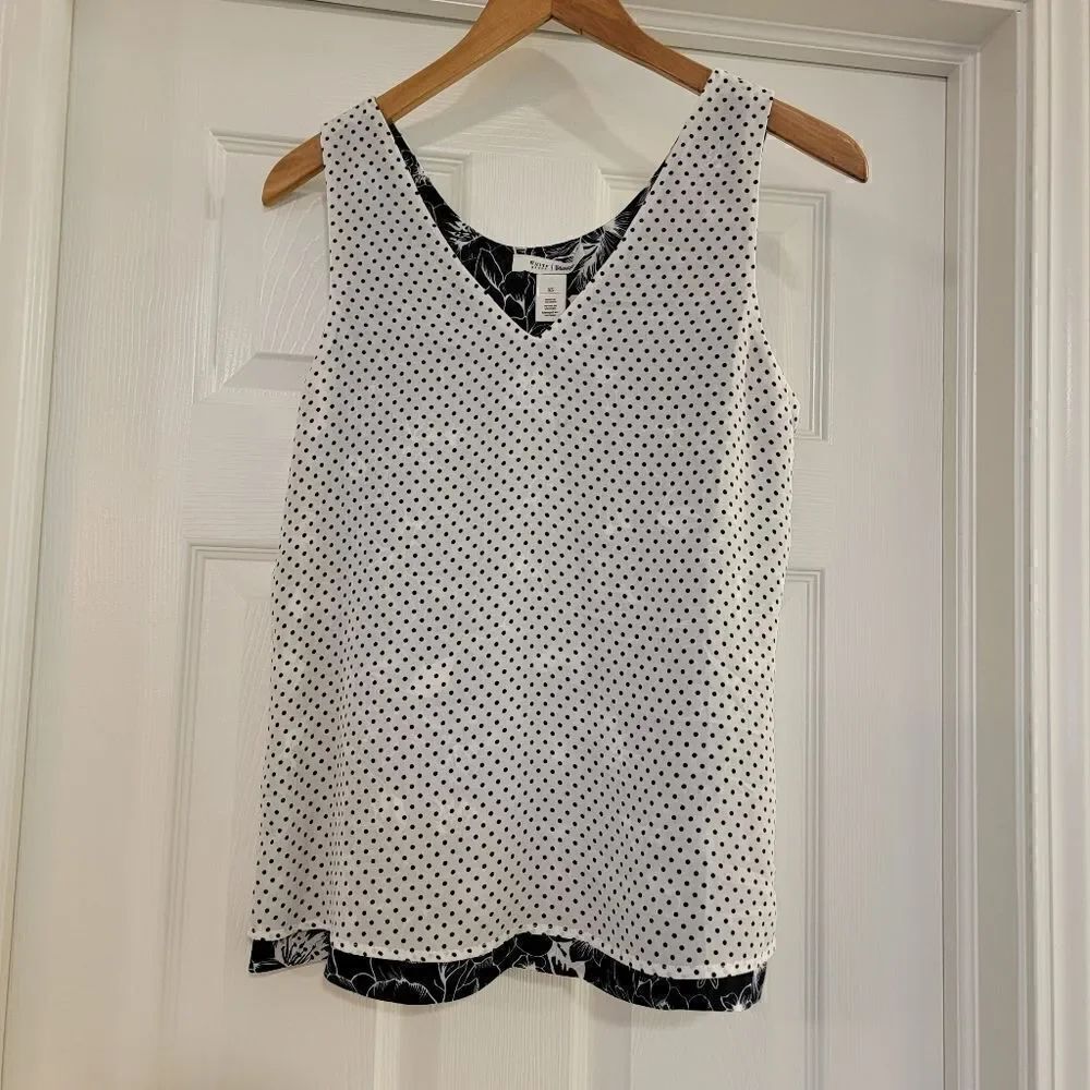 WHBM The Ultimate Reversible Cami polka floral navy Size XS NWT